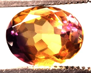 10 Cts. Natural Bi-Color Bolivia Ametrine Oval Shape Certified Gemstone - Foto 1 di 4