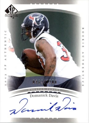 Auténtico SP #229 2003 Domanick Davis AU RC/1200 - FB automático  Foto 1 de 2