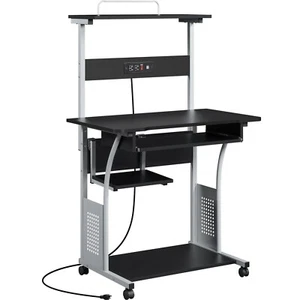 Home Office Compact Study Table w/ Wheels Rolling Computer Desk for Small Space - Picture 1 of 11