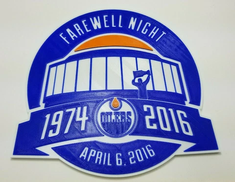 Edmonton Oilers "Farewell Night" Rexall Place 3D Hockey Logo - Emblem or Magnet Cover