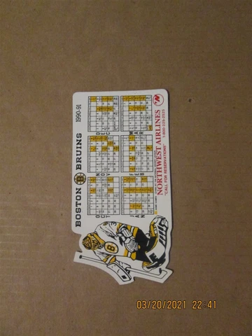 NHL Boston Bruins Vintage Circa 1990-91 Team Logo Hockey Magnet Schedule Cover