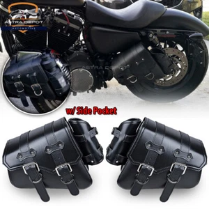 PU Leather Swingarm Tool Solo Side Bag Saddlebags for Harley Sportster 883 1200 - Picture 1 of 10