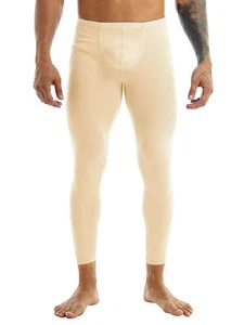 Mens Bulge Pants Pants Sports Yoga Gym Long John Trousers Legging Underwear - Picture 1 of 35