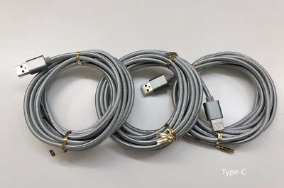 Paquete de 3 cables de carga cargador de sincronización de datos USB trenzado de nailon tipo C de 10 pies Foto 1 de 4