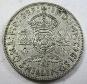 1943 Great Britain Silver Two Shillings(#1011f) - Picture 1 of 2