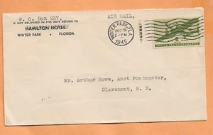 FIRST FLIGHT WINTER PARK FLA DEC 19,1945 HAMILTON HOTEL - Picture 1 of 1