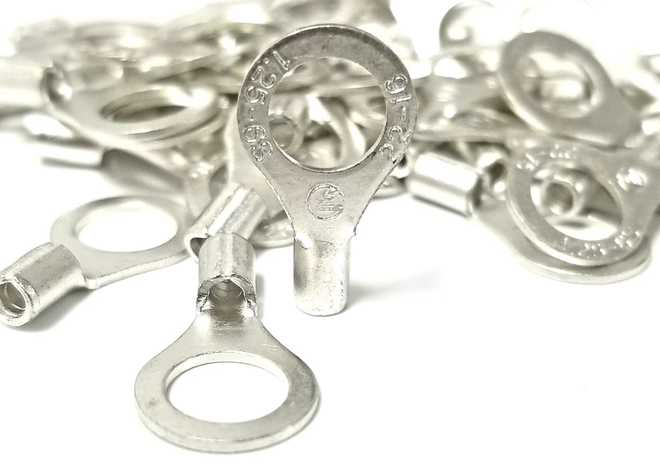 100 Ring Terminal Connector Non-Insulated Uninsulated 22-18 GA AWG Gauge 1/4 S - Image 1 of 1