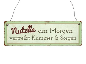 INTERLUXE Holzschild NUTELLA AM (*MORGEN*) Lustig Geschenk Dekoration Spruch Sha - Bild 1 von 2