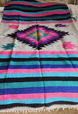 Southwestern Style Woven Throw Rug/Blanket 4ft x 82" Reversible Pink, Purple