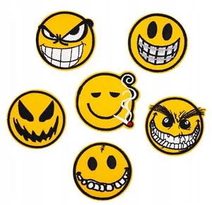 6er Set Applikationen Patches Bügelbild EMOJI AGRESSIV Aufnäher zum Aufbügeln - Bild 1 von 7
