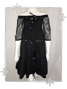 A - Robe Fantaisie Noire Bi Matière Breloques Save The Queen Taille XS - Foto 1 di 11