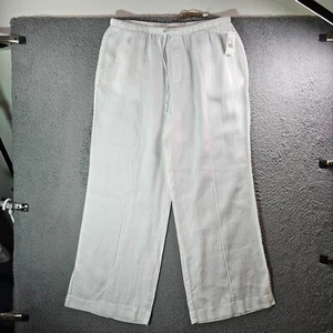 $138 NWT Cloth & Stone XL 100% Linen Wide-Leg Pants White Pull-On - Picture 1 of 13