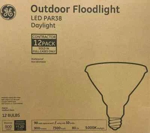 12 GE 90-Watt PAR38 Daylight Bright LED Floodlight Bulbs - 900 Lumens - Picture 1 of 3