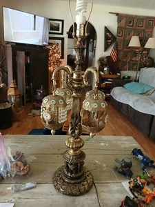 Vintage L&L Loevsky Hollywood Regency Table Lamp Set 4 Swag Arm Unique - Picture 1 of 6