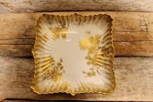 Gorgeous HAMMERSLEY Bone China White & Brushed Gold Floral 6" Square Plate - - Picture 1 of 4