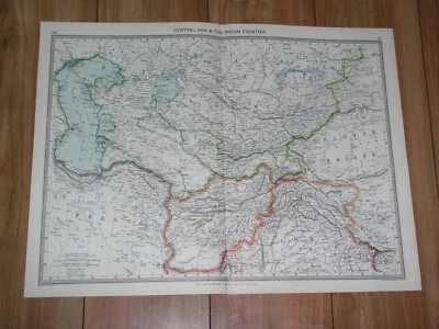 1908 ANTIQUE MAP OF KAZAKHSTAN IRAN PERSIA AFGHANISTAN INDIA CHINA TURKESTAN - Image 1 of 4