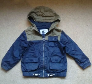Boy's TU Casual Hooded Jacket 2-3 Yrs Navy Khaki Utility Lightweight School - Picture 1 of 6