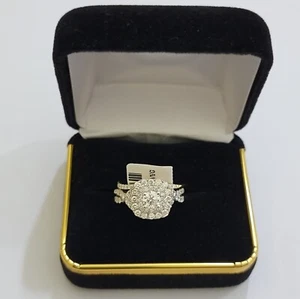 Real 14k Yellow Gold Diamond 1.5CT Ring band SET Ladies Women Engagement Wedding - Picture 1 of 9
