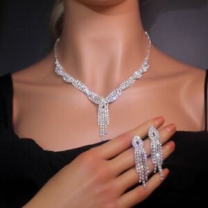 Elegant Crystal Bride Jewelry Set  Wedding Dress
