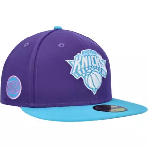 New York Knicks Hat Vice Purple Light Blue New Era 59Fifty Fitted Size 7 1/8 - Picture 1 of 5