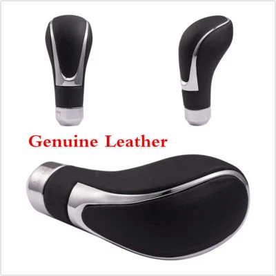 Real Leather Car Gear Shift Knob Shifter Lever For Manual Automatic Transmission - Image 1 of 4