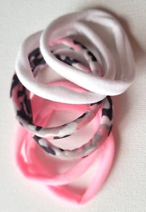 NEU 6er Pack Rosa Uni Camouflage Gummizug Bommel Haargummi Mode 5cm Durchmesser - Bild 1 von 1