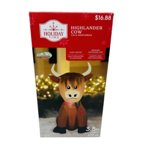 Highlander Mucca Scozzese Holiday Time 3,5' piedi Natale gonfiabile NUOVO - Foto 1 di 5