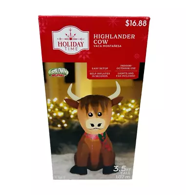 Highlander Scottish Cow Holiday Time 3.5' ft Christmas Airblown Inflatable NEW - Image 1 of 4