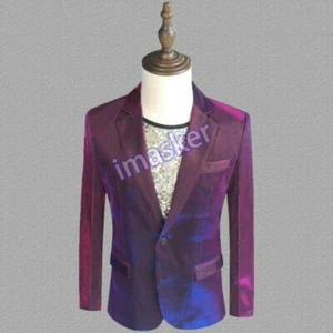 Mens Color Changing Suit Jackets Coats Lapel Blazer Fashion Dance Costume Party - Picture 1 of 19