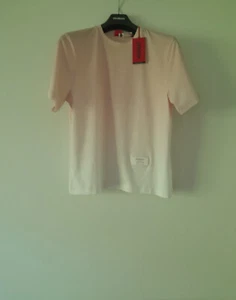 HUGO Boss, Damen Kurzarm T-Shirt, Gr. S/M, Rosa/Weiß, mit Logo, NEU - Bild 1 von 11