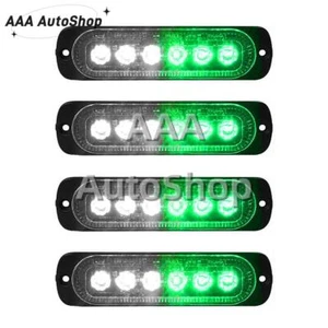 4x 6-LED White Green Car Recovery Flashing Grille Beacon Warning Strobe Lights - Picture 1 of 3
