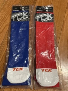 TCK Size Large Over The Knee Pro Performance Long Sports Socks, Royal & Scarlet - Picture 1 of 4