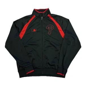 GIACCA RISCALDANTE BASEBALL MAJESTIC PHILADELPHIA PHILLIES NERA ROSSA TAGLIA XL H17 - Foto 1 di 5