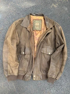 Vintage Authentic Structure Outerwear Brown Leather Jacket Men's Size M - Picture 1 of 7