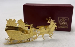 Gorham Adorno SANTA EN TRINEO Juguetes de Navidad Chapado en Oro Caja Original - Imagen 1 de 15