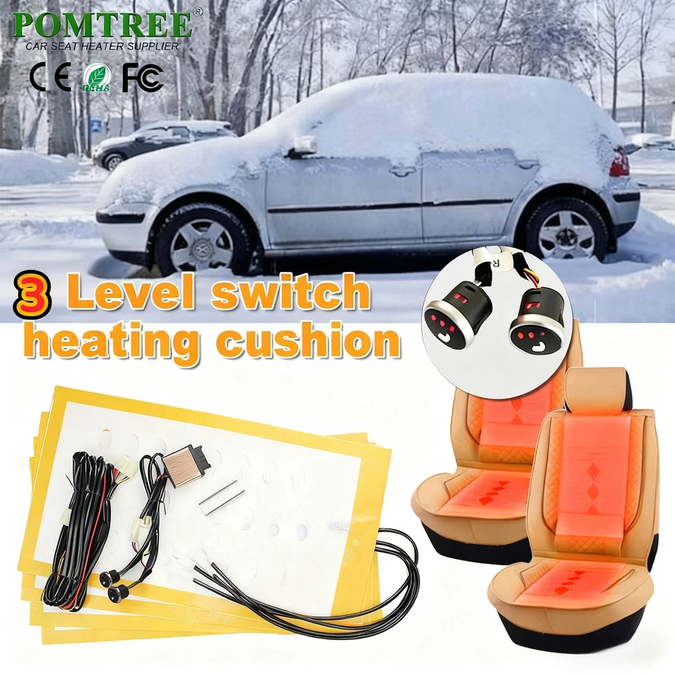 Universal 12V Car Seat Heater Kit Heating Pad 3-Level Control Switch Fit 2 Seats Foto 1 de 4