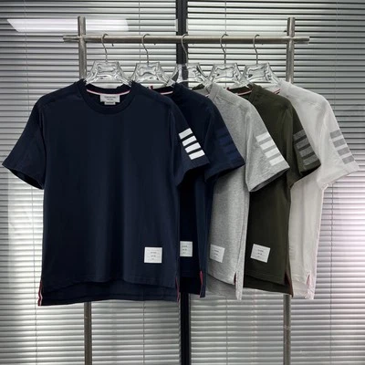 Thom Browne Men/women's Summer Classic Striped Crew Neck Cotton Handsome T-shirt - Image 1 of 4