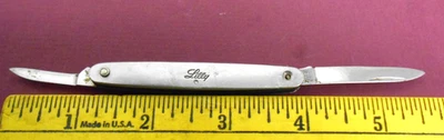 Schrade-Walden Pen Knife w/Rod of Asclepius & Lilly Engraved on the Handles - Image 1 of 3