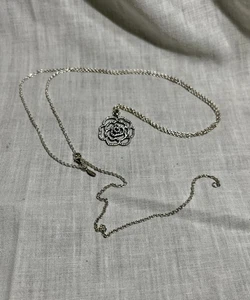 Pandora 925 ALE Sterling Silber und CZ Schimmernde Rose Anhänger Halskette - Bild 1 von 11