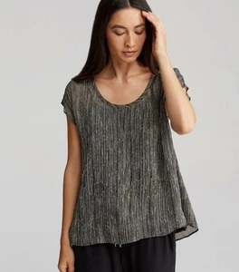 Top columpio de seda arrugada estampado luciérnaga Eileen Fisher XS $198 - Imagen 1 de 7
