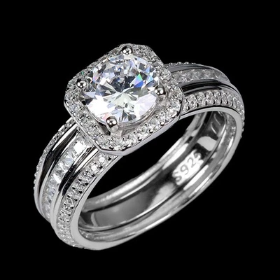 925 Sterling Silver Ring Round Simulated Cz 7mm Gemstone Jewelry Size 9 - Image 1 of 4