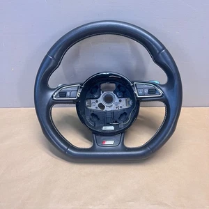 12-17 AUDI A5 S5 FLAT BOTTOM STEERING WHEEL BLACK LEATHER OEM - Picture 1 of 17