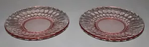 Depression Glass Pink Jeanette Hex Optic Honeycomb Plate Saucer 6" Set of 2 - Picture 1 of 11