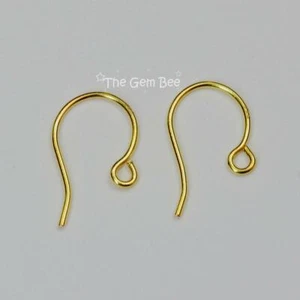12mmx15mm 22 GAUGE 18k Solid Yellow Gold French Hook Earwires With Open Ends - Picture 1 of 10