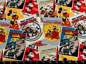 Tina Scrap 9"x21" Retro Card Vintage DISNEY MICKEY MINNIE MOUSE FABRIC COTTON - Picture 1 of 1