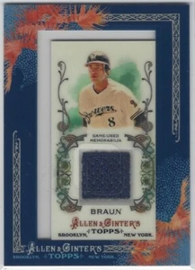 Topps Allen & Ginter Ryan Braun 2011 recuerdos usados en juegos #Agr-RB Brewers - Imagen 1 de 2