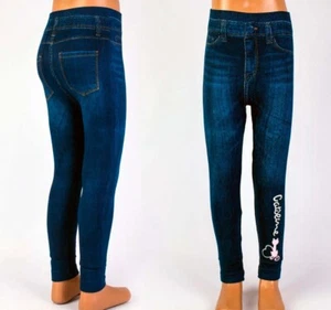 Design Mädchen Leggings Jeggings Stretch Hose Jeans Look Gr. 110-158 - Bild 1 von 7