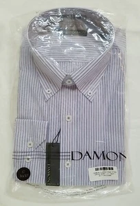 NWT Tall Damon Dri-Tech Dress Shirt Men's Size 17 Tall 36/37 Pink Blue Stripe - Picture 1 of 8
