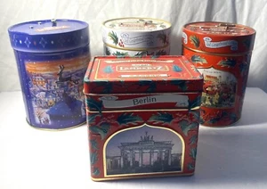 Lot Of 4 Lambertz Aachen Germany Musical Cookie Tins Christmas Carols-Empty - Picture 1 of 24