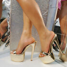 Womens Stilettos Slippers Sexy High Slim Heels Platform Party Sandals Mule Shoes